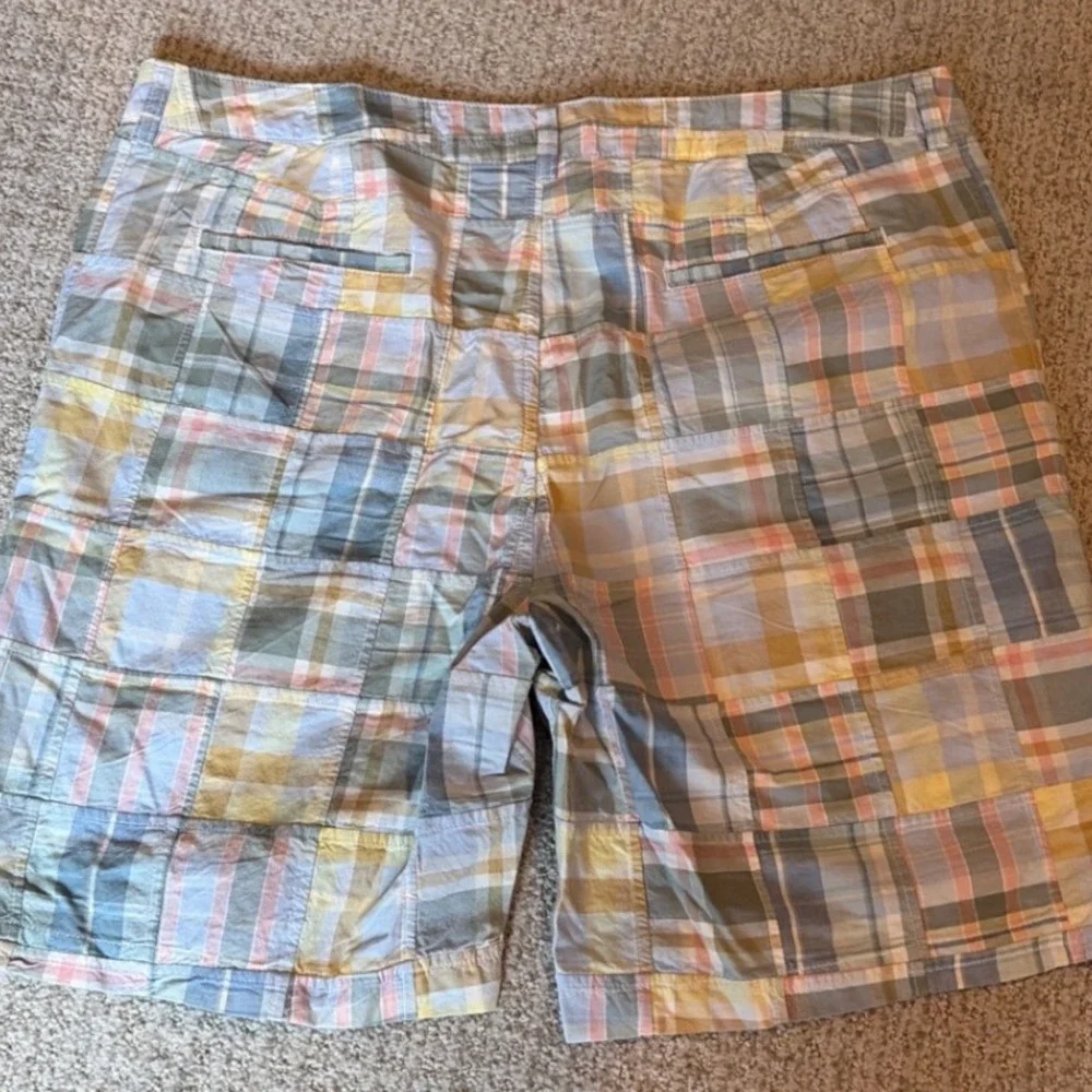 L.L.Bean Patchwork Madras Shorts Mens 18 Multicolor Plaid Preppy Summer Coastal